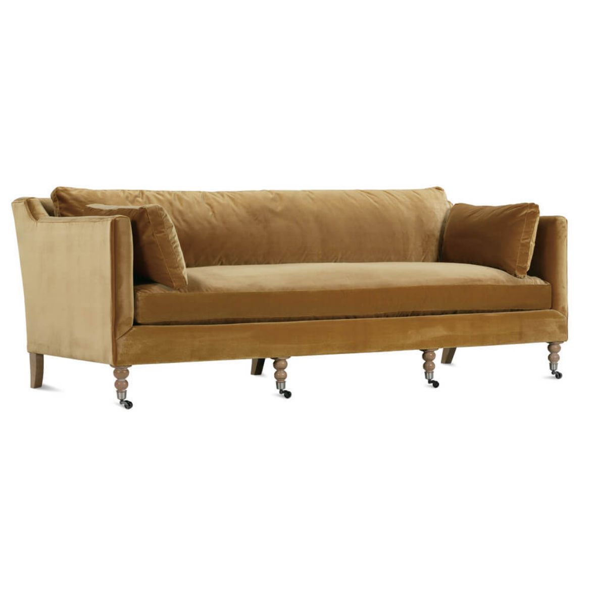 90” Quick Ship Madeline Sofa - Antiqued Amber Velvet