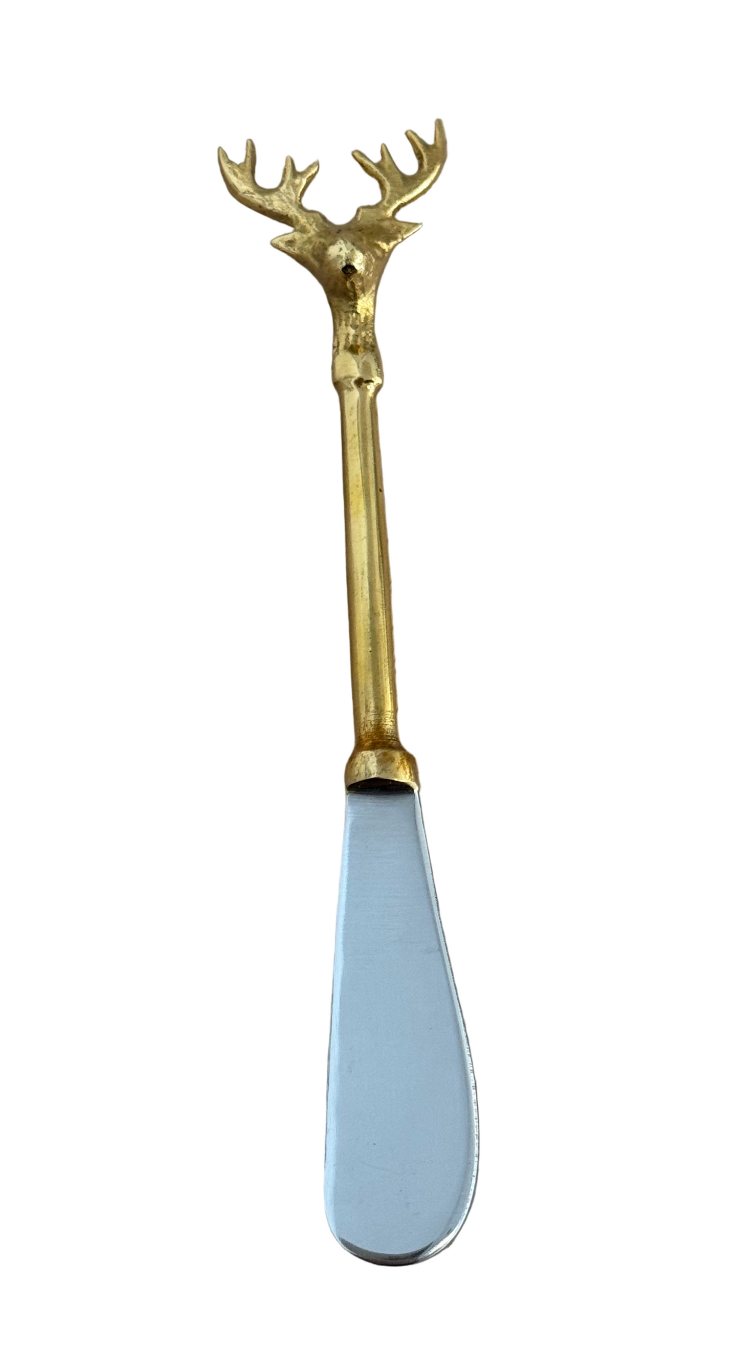 Stainless Steel and Brass Cheese/Butter Spreader with Reindeer Handle