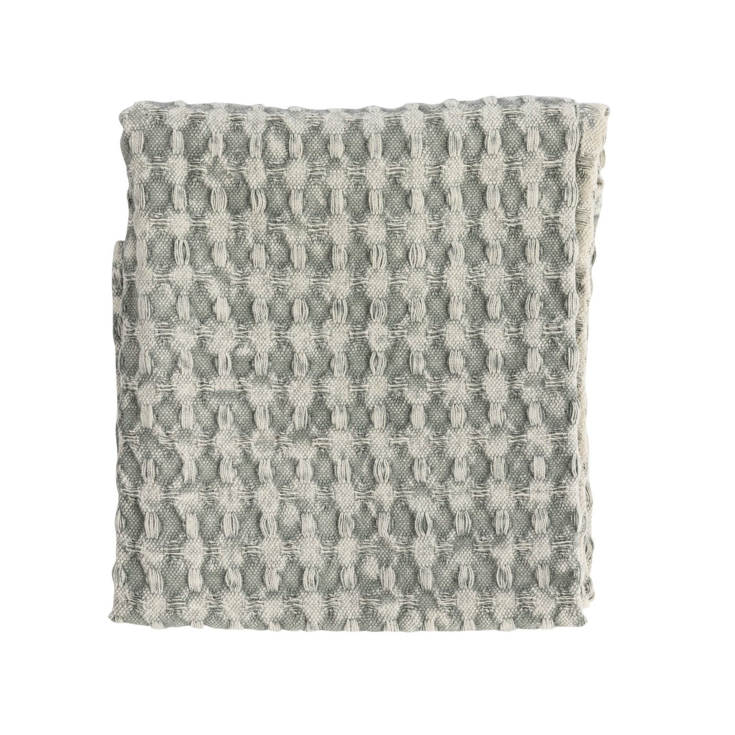 Stonewashed Cotton Waffle Weave Tea Towel, Blue
