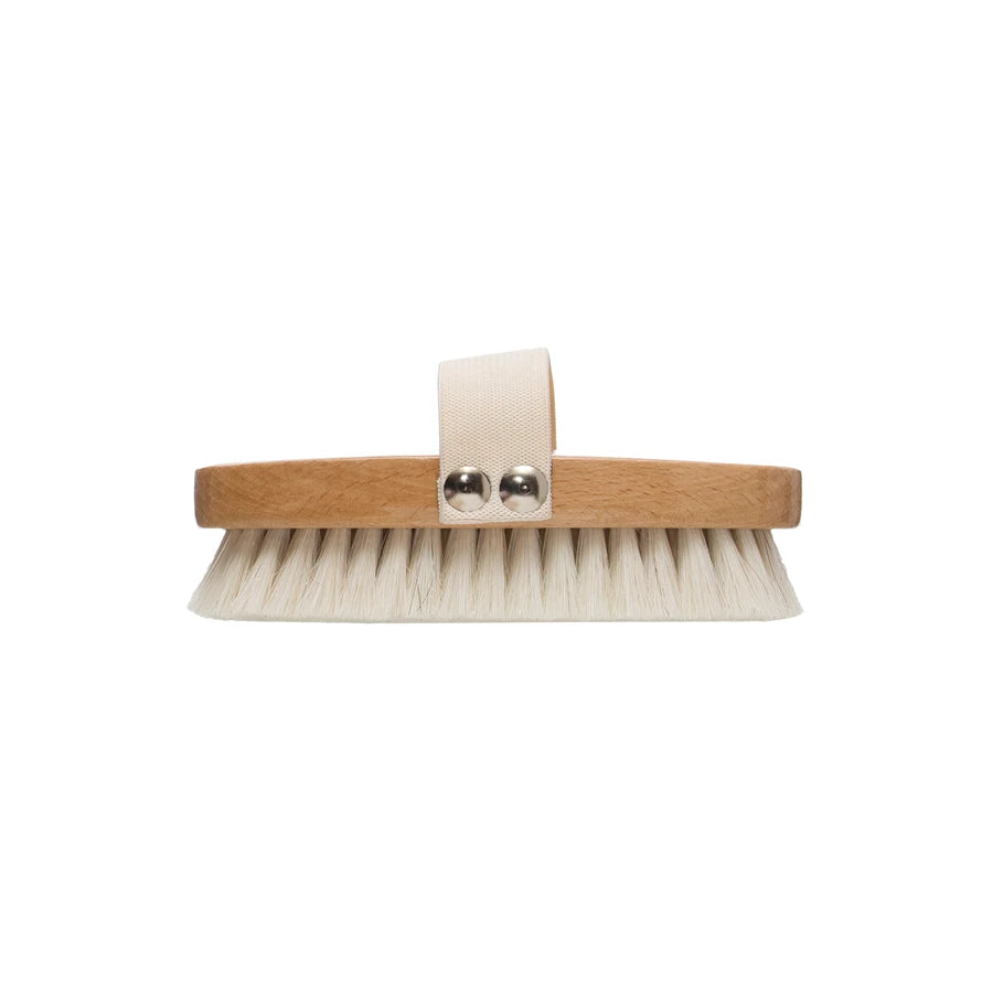 Beach Wood Bath Brush with Elastic Band