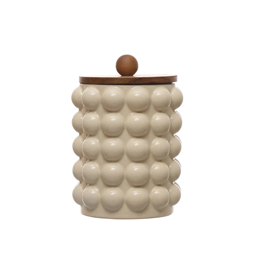 Canister w/ Raised Dots & Acacia Wood Lid