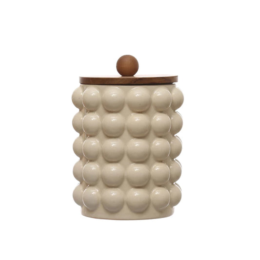 Canister w/ Raised Dots & Acacia Wood Lid