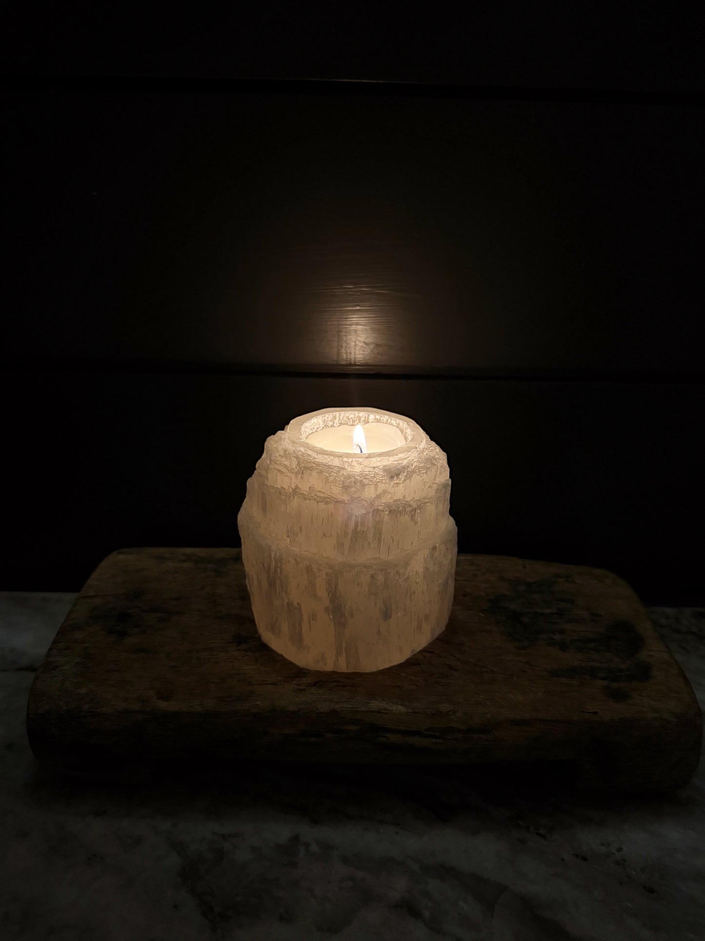 Selenite Candle Stand Tower