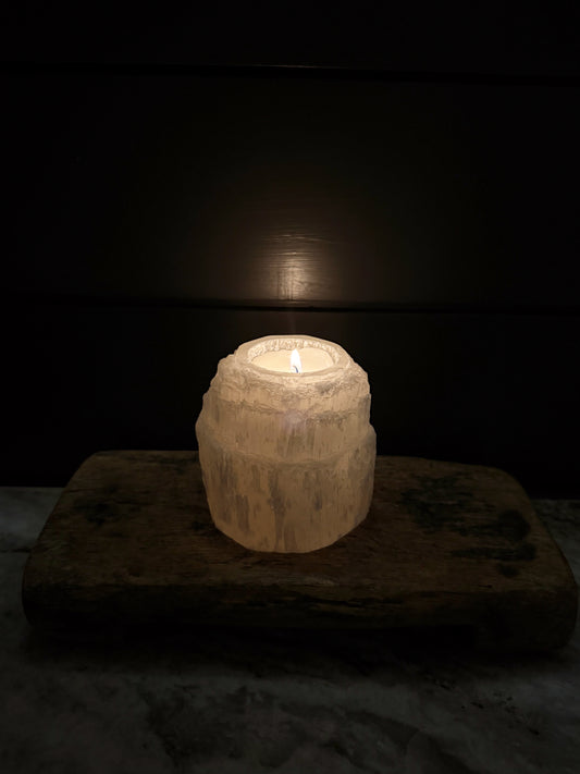 Selenite Candle Stand Tower