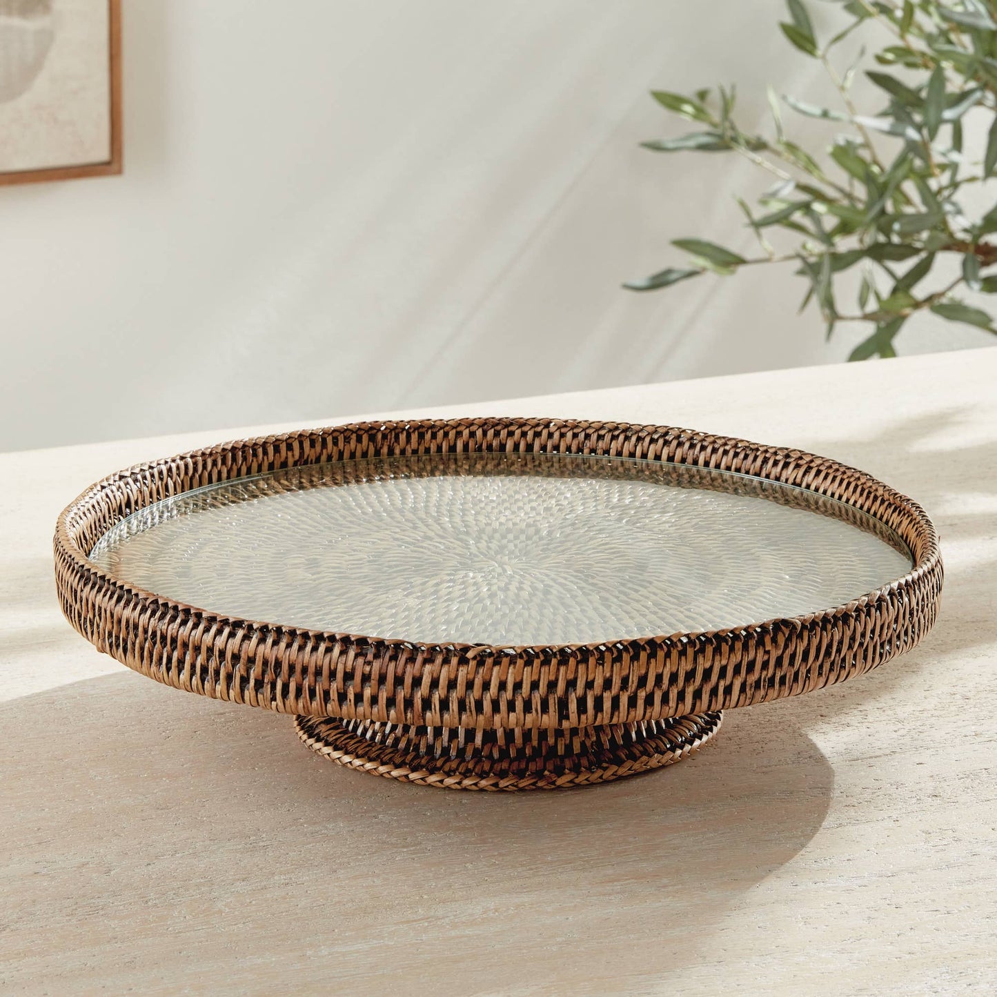 Burma Rattan Serving Stand, Brown