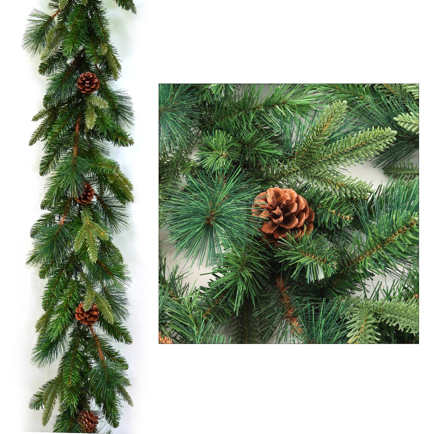 9' Lifelike Angel Pine Christmas Garland, 228 Realistic Tips