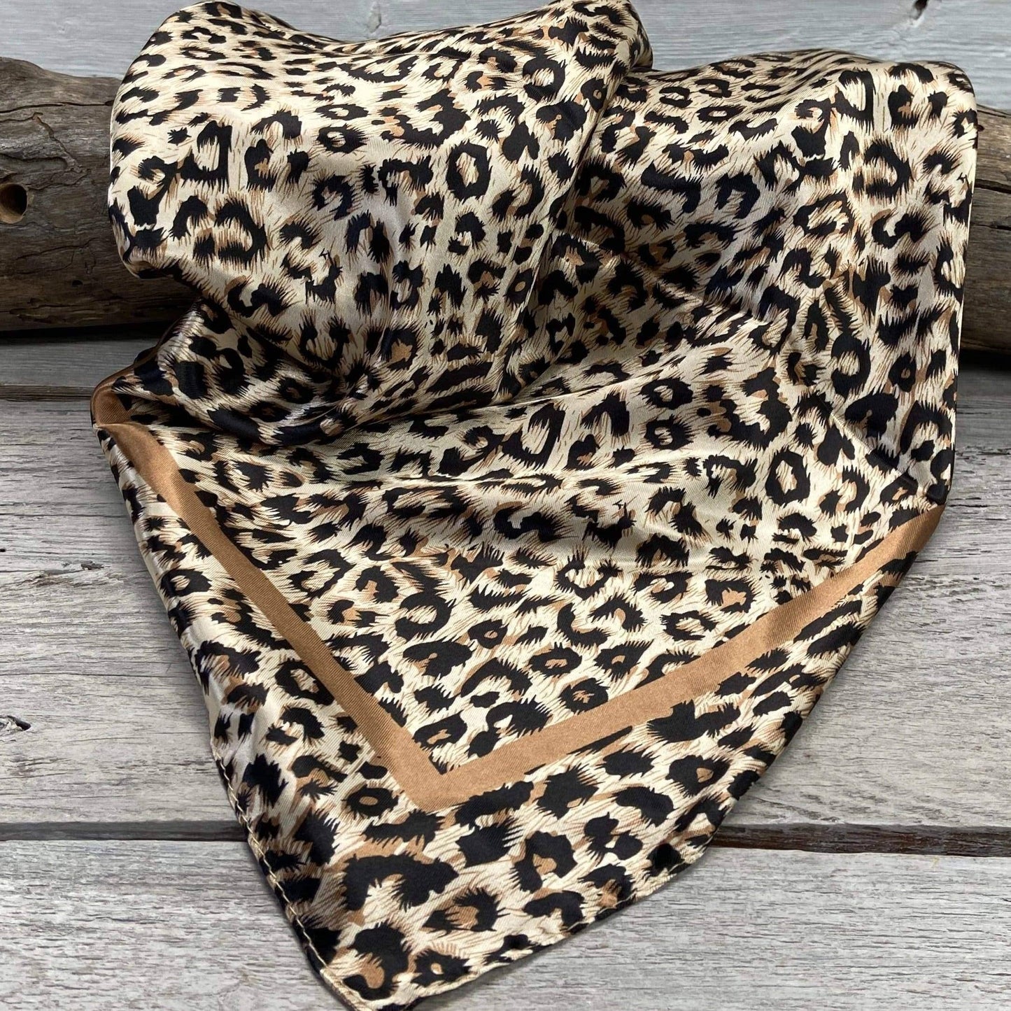 35X35"  Tan Leopard Wild Rag/Scarf