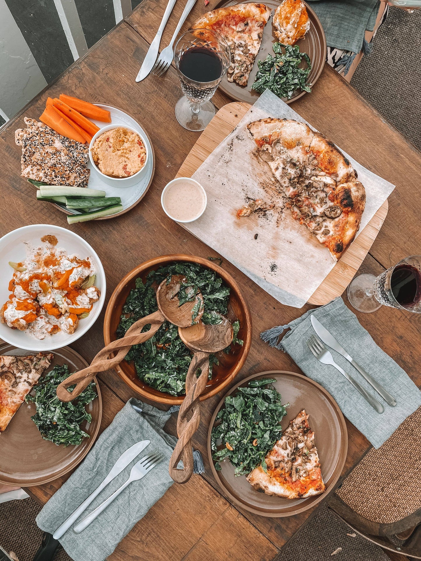 Olive Wood Spiral Salad Servers Set
