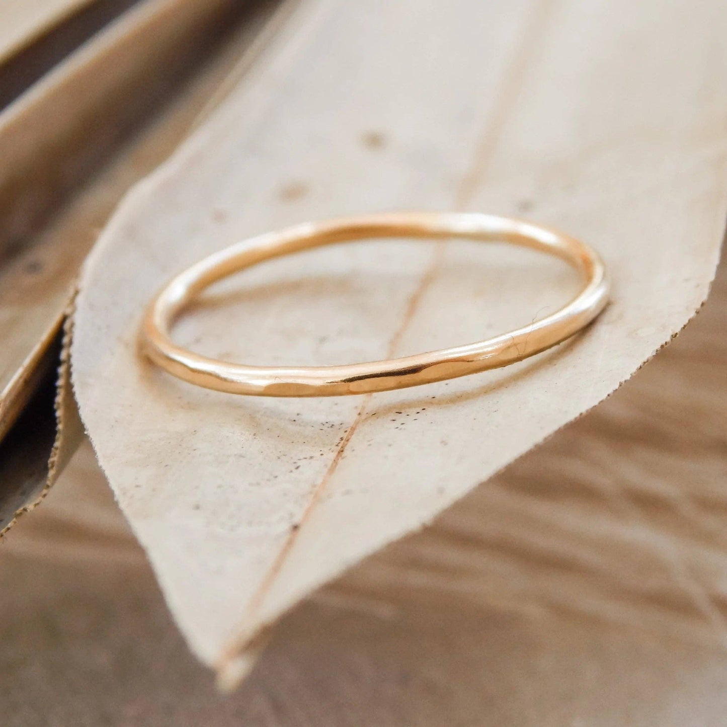 Thin Hammered Band Stacking Rings - Waterproof, Minimalist