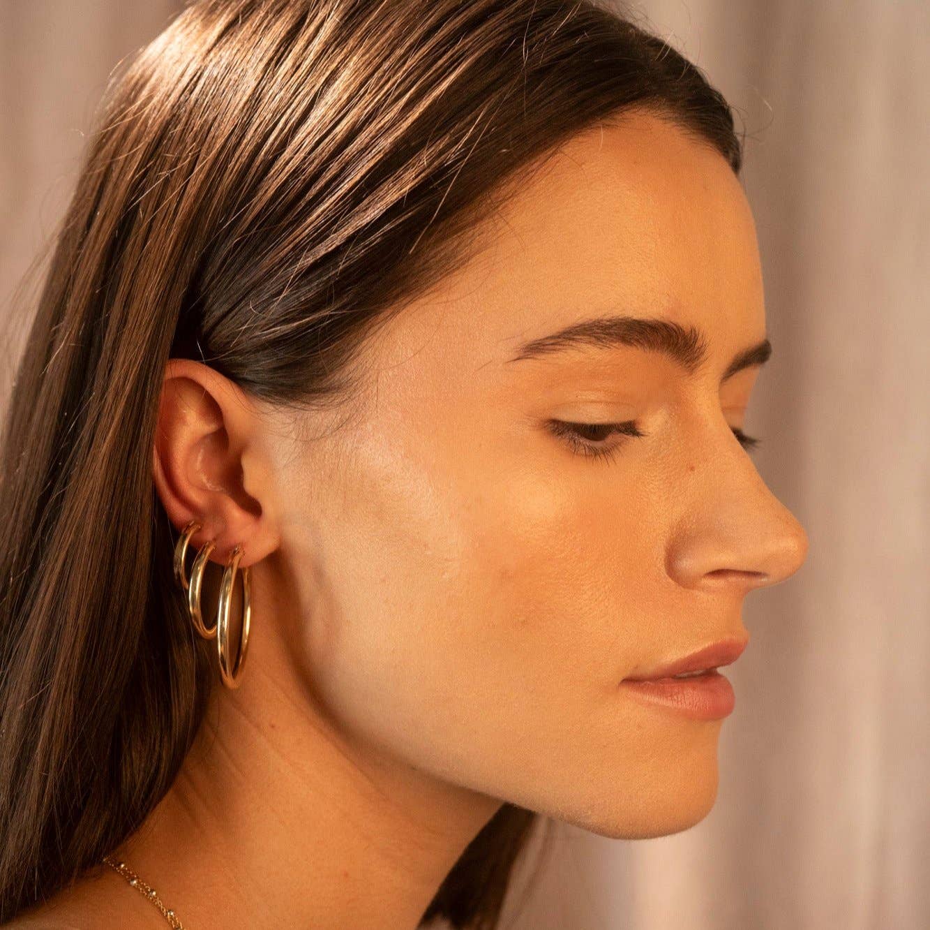 Gold 3mm Clasp Hoops