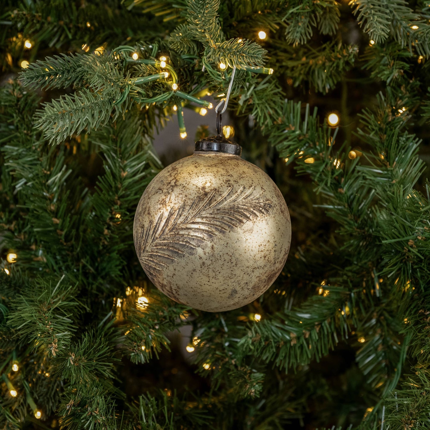 4" PRINTED LEAF KUGEL ORNAMENT