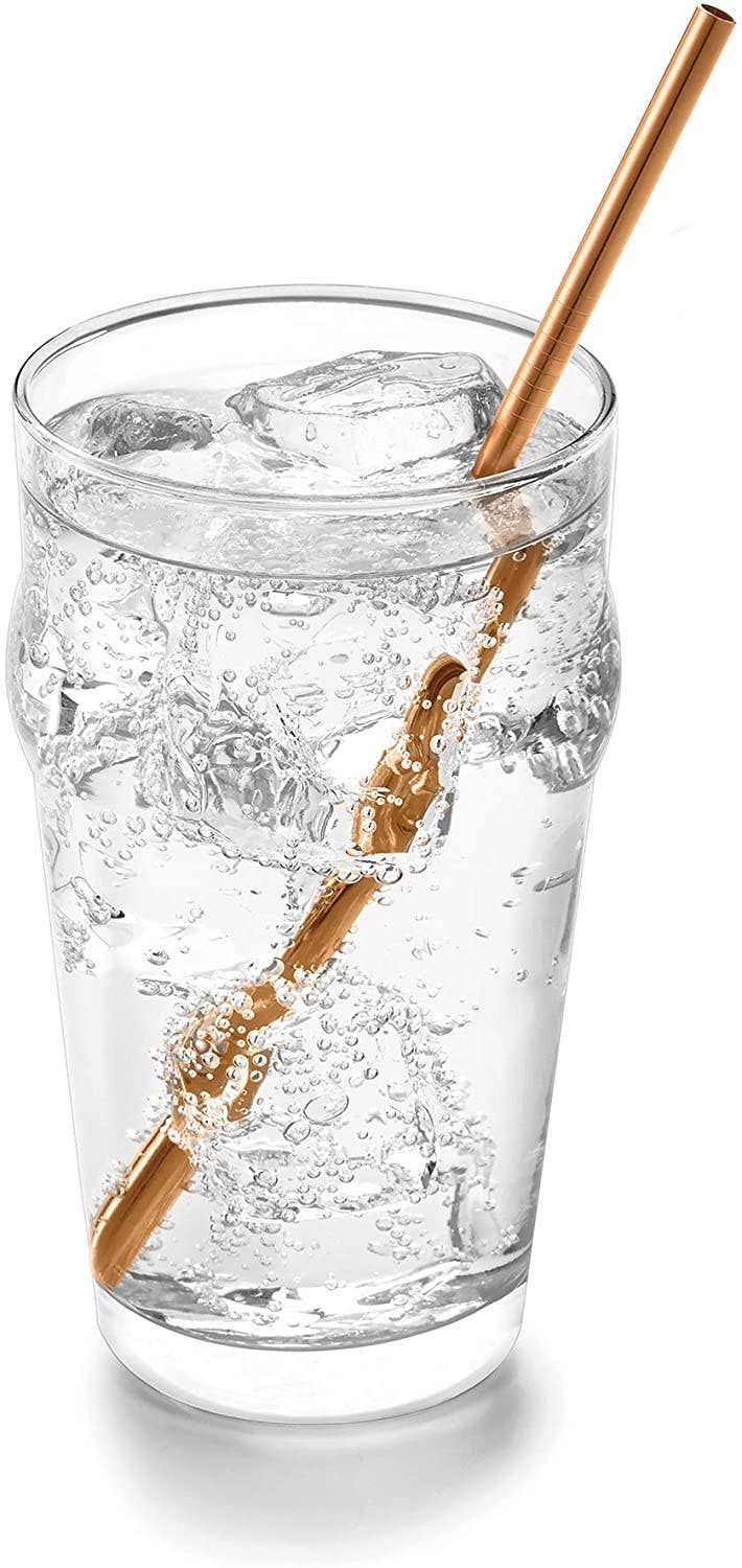 Copper Straight Straw with Bag, Set of 4