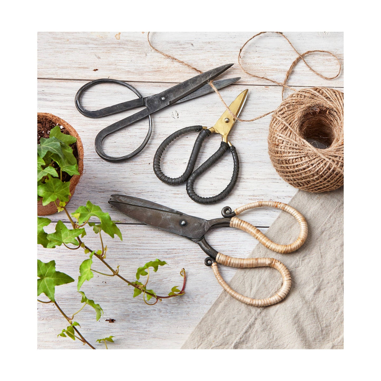 Leather Wrapped Forged Iron Scissors - Black
